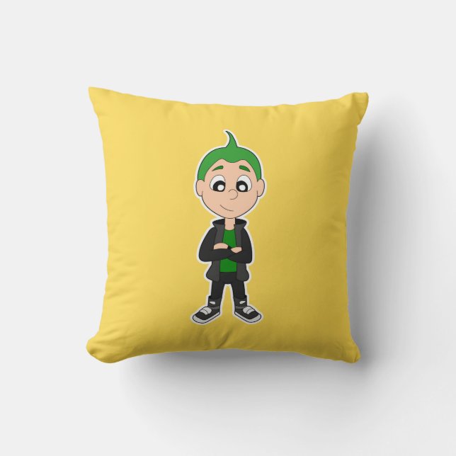 Cool punk kid cartoon pillow (Front)
