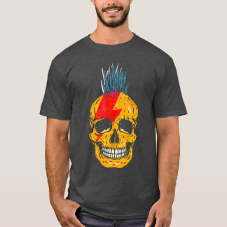 Cool Punk Rock Colourful Skull With Mohawk Skeleto T-Shirt