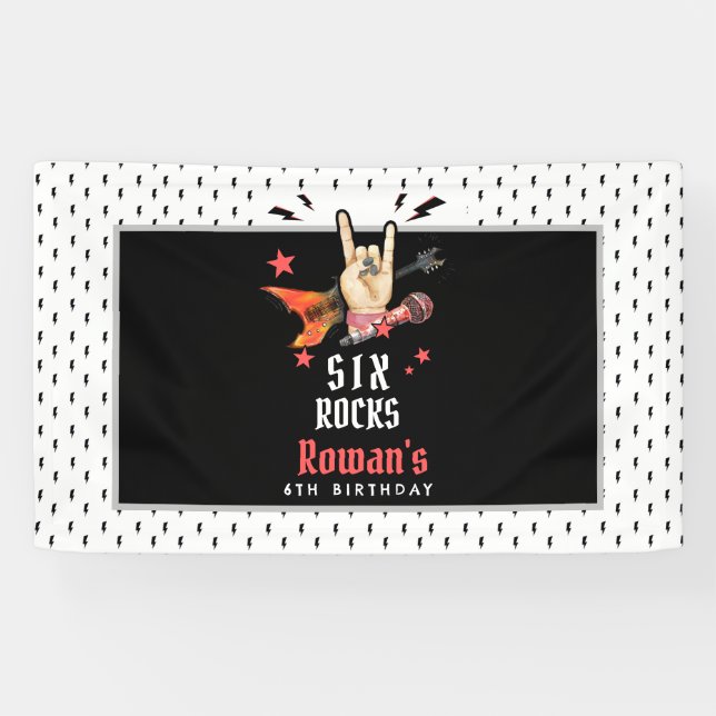 Cool Punk Rockstar Any Age Birthday  Banner (Horizontal)