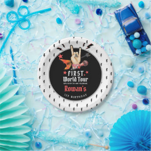 Cool Punk Rockstar First Birthday Paper Plate