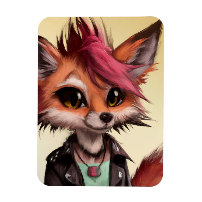 Cool Punkrock Fox Teenager Magnet (Vertical)