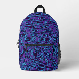 Cool Purple and Blue Abstract Tie Dye Retro Waves Printed Backpack