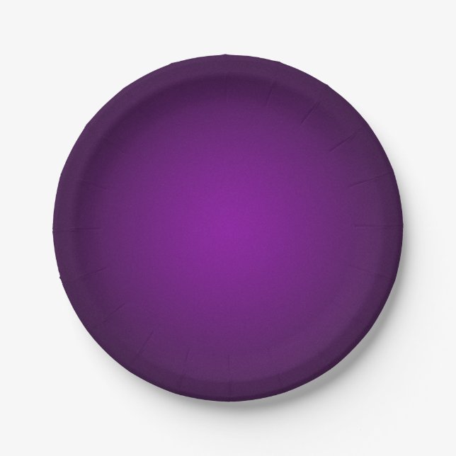 Cool Purple-Black Grainy Vignette Paper Plate (Front)
