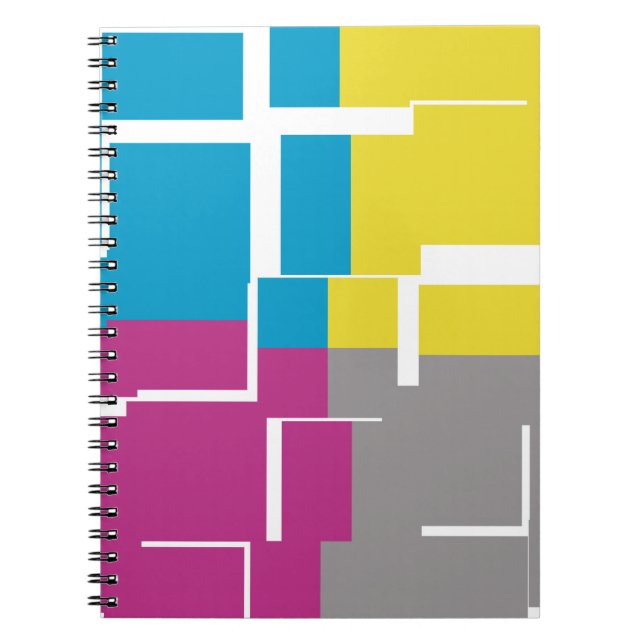 COOL Purple Blue Yellow Gray Pattern Notebook (Front)