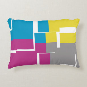 COOL Purple Blue Yellow Grey Pattern Decorative Cushion