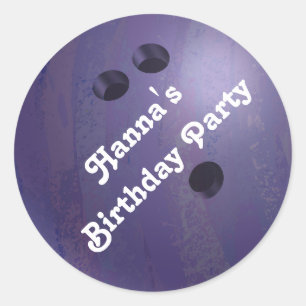 Cool Purple Bowling Ball Custom Party Sticker