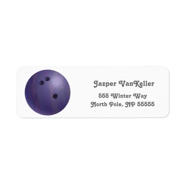 Cool Purple Bowling Ball Return Address Labels (Front)