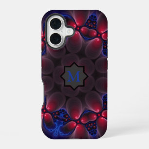 Cool Purple Digital Fractal Art Monogram iPhone 16 Case