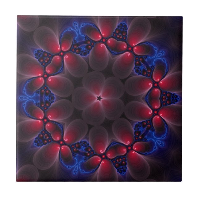 Cool Purple Digital Fractal Art Tile (Front)
