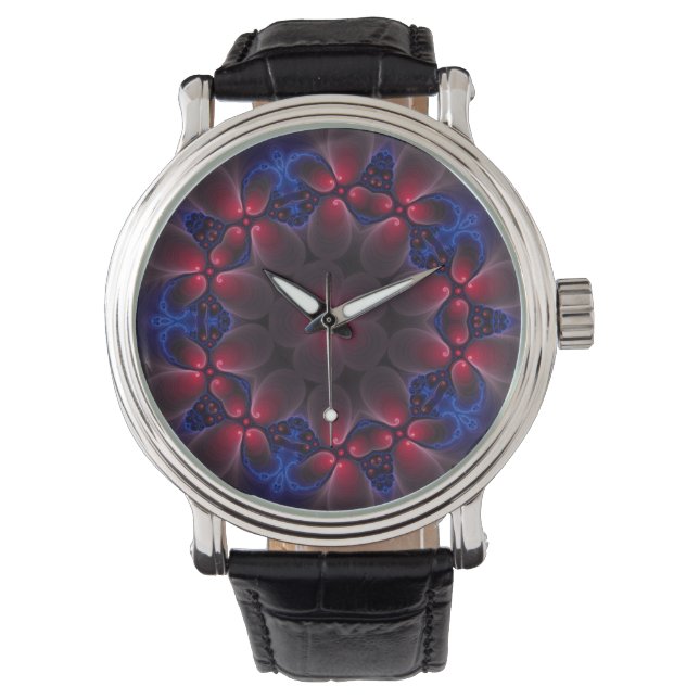 Cool Purple Digital Fractal Art Watch (Front)