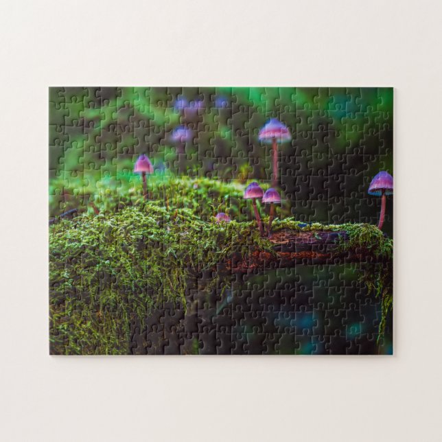 Cool Purple Fungi Rainforest Moss Mushrooms Jigsaw Puzzle (Horizontal)