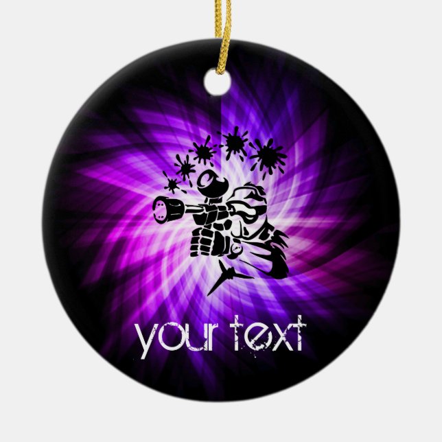Cool Purple Paintball Ceramic Tree Decoration (Front)