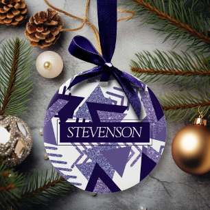 Cool Purple Passion   90s Abstract Pattern Custom Ceramic Tree Decoration