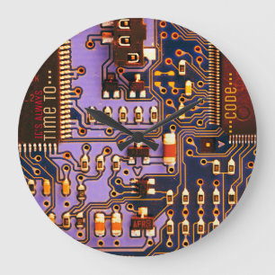 Cool purple printed circuit board, electronic PCB Large Clock