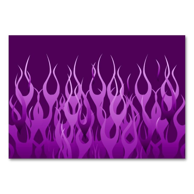 Cool Purple Racing Flames Design Table Number (Front)