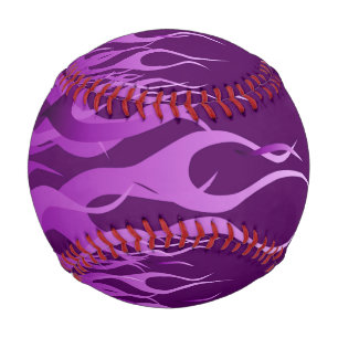 Cool Purple Racing Flames on carbon Fiber Print Baseball