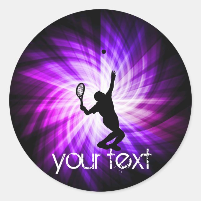 Cool Purple Tennis Classic Round Sticker (Front)