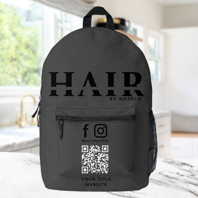 Cool QR Code Hairstylist Cosmetology Professional Printed Backpack (Creator Uploaded)