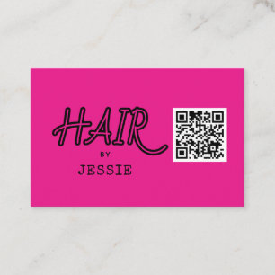 Cool QR Code Pink Hair Stylist Business Card