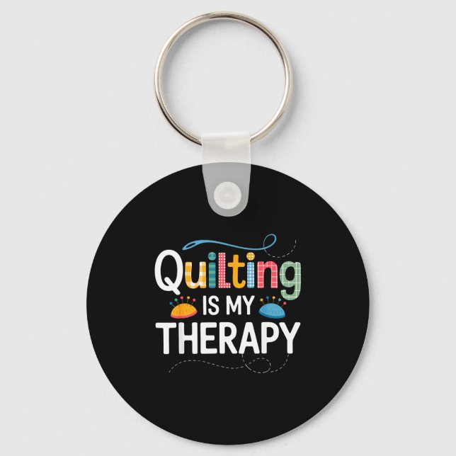 Cool Quilting Art For Men Women Sewing Quilt Lover Key Ring (Front)