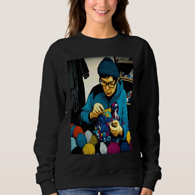 Cool Quilting Dad Pop Crocheter Dad  2 Sweatshirt (Front)
