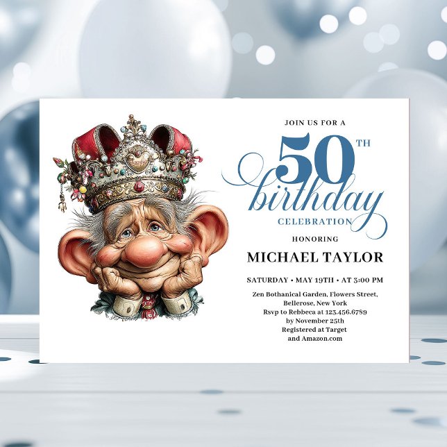 Cool Quirky Man 50 Birthday Editable Invitation (Cool Quirky Man 50 Birthday Editable Invite)