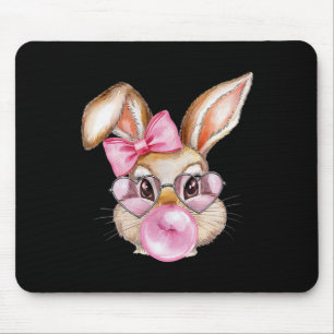 Cool Rabbit Easter Bunny With Chewing Gum Pink Sun Mouse Pad