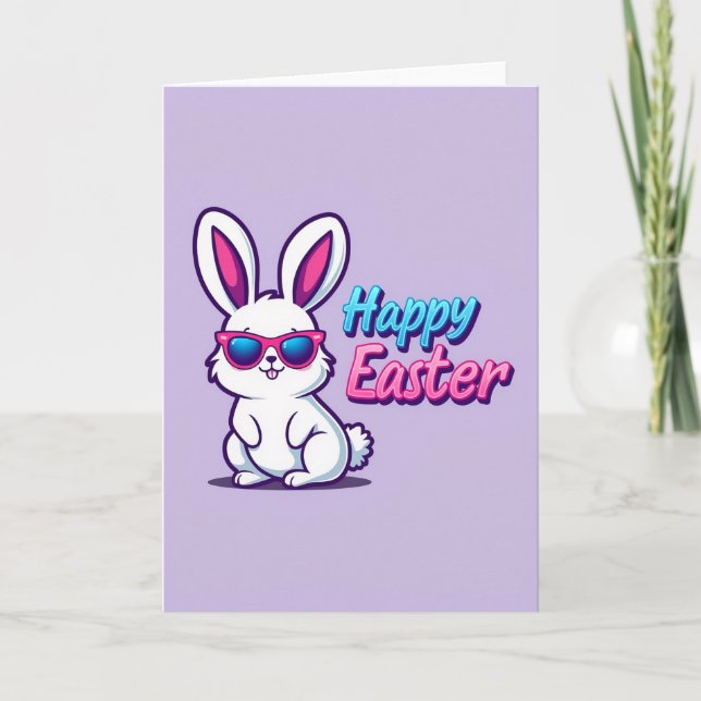 Cool Rabbit Happy Easter Card (Front)