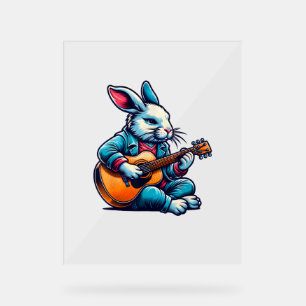 Cool Rabbit Plays Guitar Easter Musician Guitarist Acrylic Sign