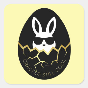 Cool Rabbit Sunglasses Funny Bunny Quote “Cracked  Square Sticker