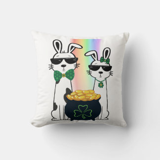 Cool Rabbits and Pot of Gold Cushion