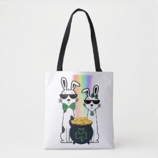 Cool Rabbits and Pot of Gold Tote Bag