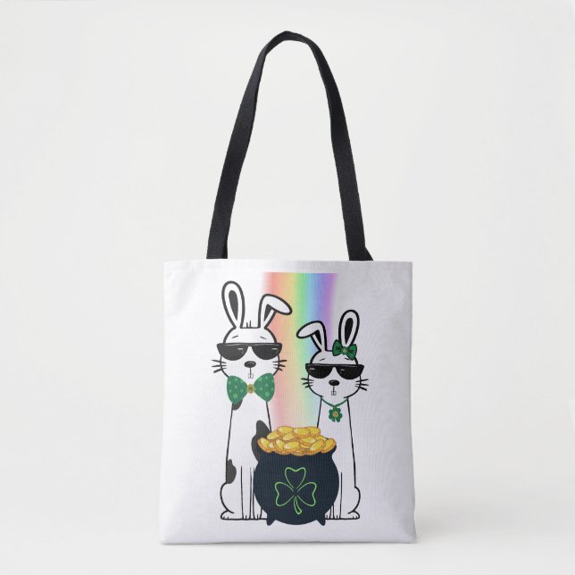 Cool Rabbits and Pot of Gold Tote Bag (Front)