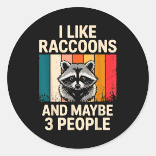 Cool Raccoon Design For Men Women Kids Racoon Racc Classic Round Sticker