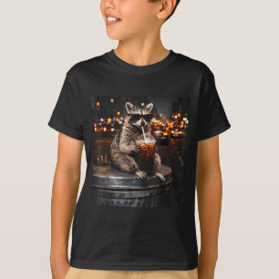 Cool raccoon drinking iced coffee animal cats meme T-Shirt