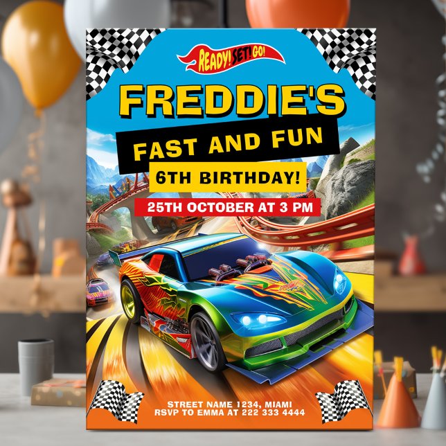 Cool Race Car Birthday Party Invitation (Creator Uploaded)
