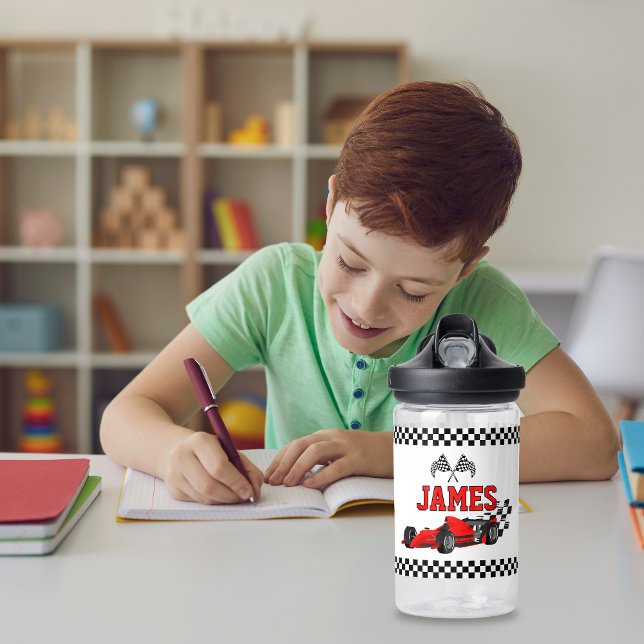 Cool Race Car Boy Custom Name Personalised Water Bottle (Creator Uploaded)