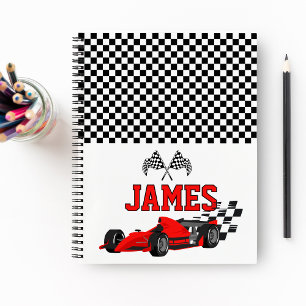 Cool Race Car Boy Custom Name Personalized  Notebook