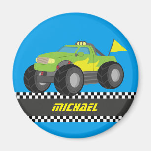 Cool Racing Green Monster Truck Personalised Magnet