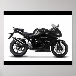 COOL RACING SPORTS BLACK MOTORCYCLE 297090 motorbi Poster