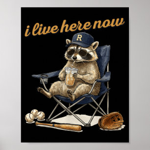 Cool racoon coffee ballfield baseball field live poster