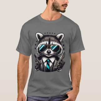 Cool Racoon Gangster Funny Animal in Suit  T-Shirt