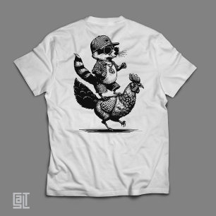 Cool Racoon Riding a Chicken  Funny Urban Animal  T-Shirt