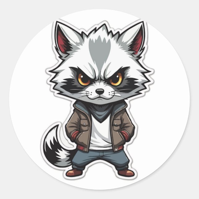 Cool Racoon Sticker - A Bandit with Attitude (Front)