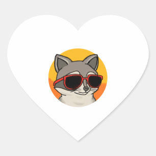 Cool Racoon with sunglasses Heart Sticker