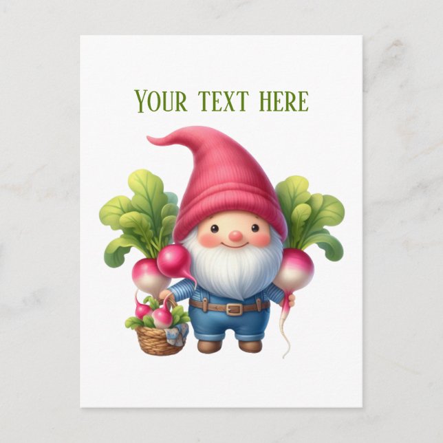 Cool radish gnome customizable postcard (Front)
