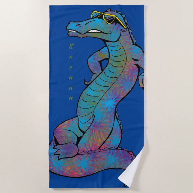 Cool Rainbow Gator Beach Towel (Front)