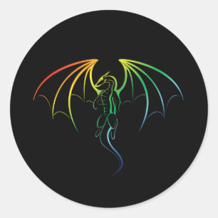 Cool Rainbow Mythical Dragon Emblem Classic Round Sticker