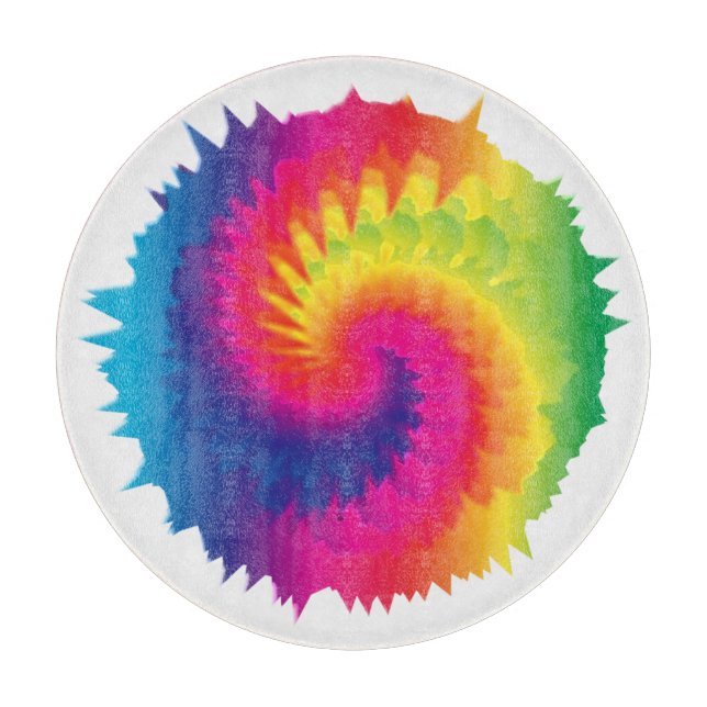 Cool Rainbow Tie Dye Cutting Board (Front)