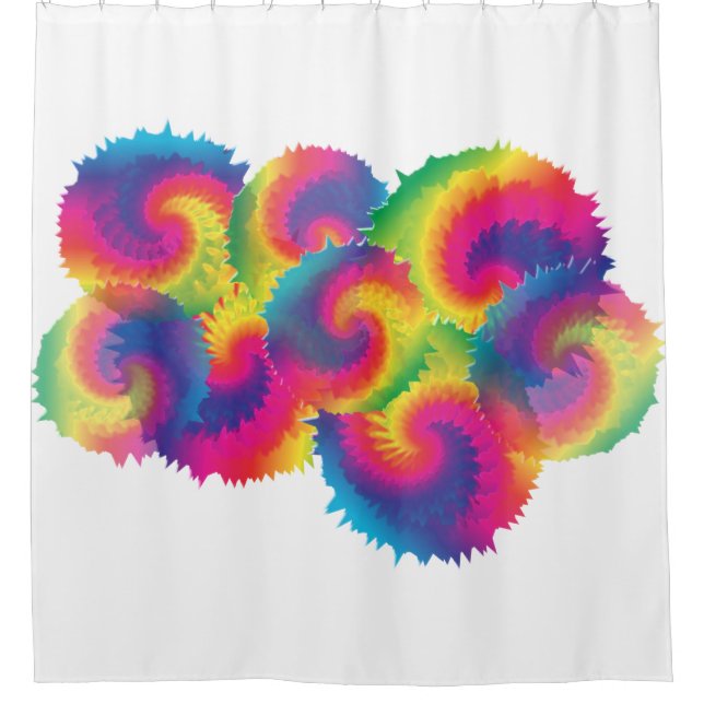 Cool Rainbow Tie Dye Pattern Shower Curtain (Front)